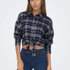 Donna Only | Camicia Cropped Check Donna Blu