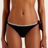 Donna Benetton Bikini | Slip Costume Con Ricamo A Contrasto Donna Nero