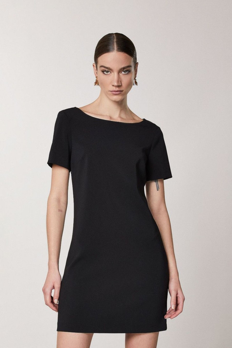 Donna Patrizia Pepe | Abito Mini In Crepe Essential Donna Nero