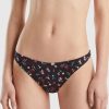 Donna Benetton Bikini | Slip Mare Rosso Con Stampa Floreale Donna Nero