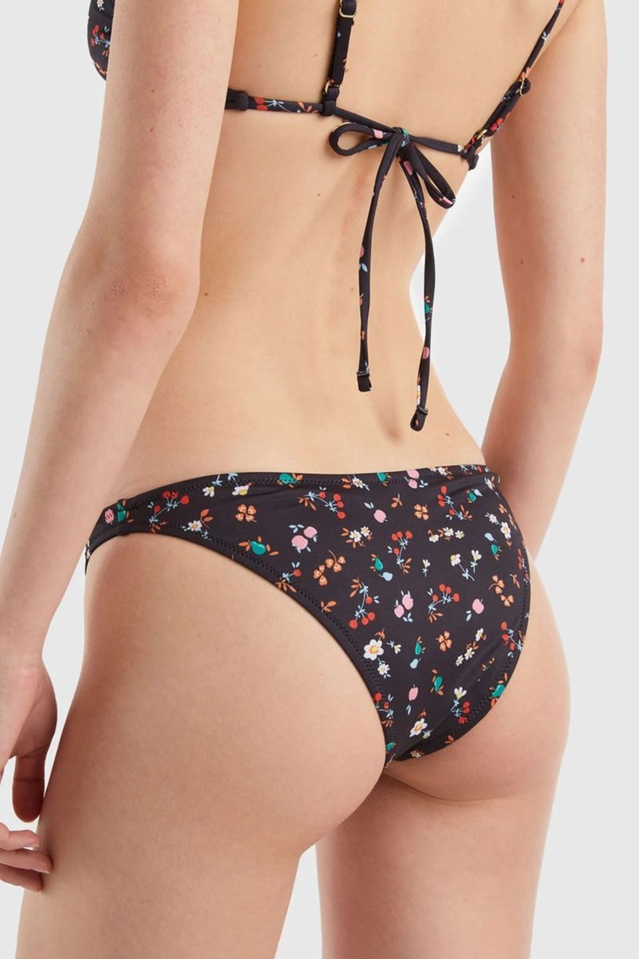 Donna Benetton Bikini | Slip Mare Rosso Con Stampa Floreale Donna Nero