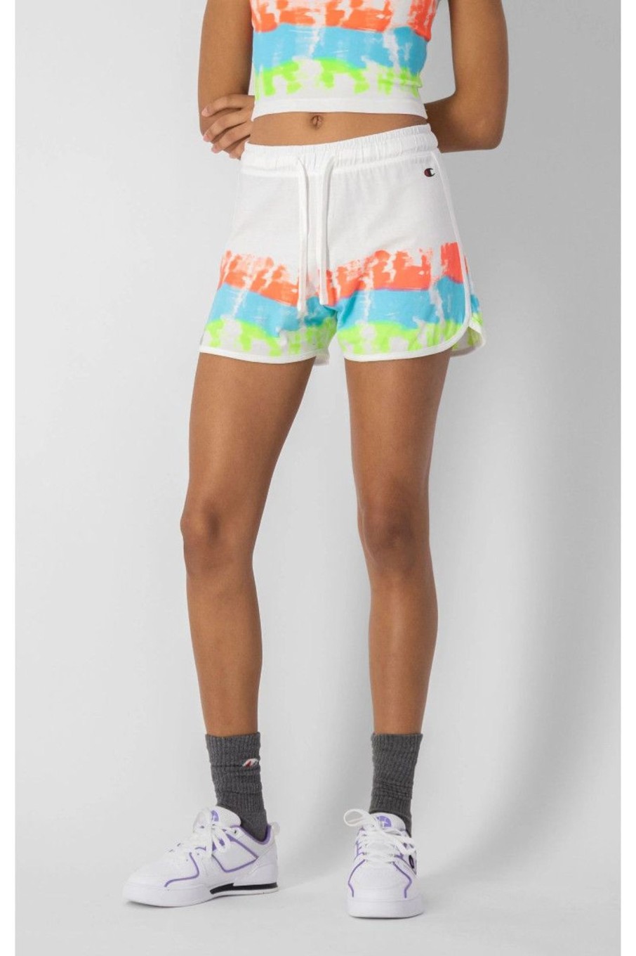 Donna Champion | Shorts In Cotone Stampa Effetto Tie-Dye Donna Bianco