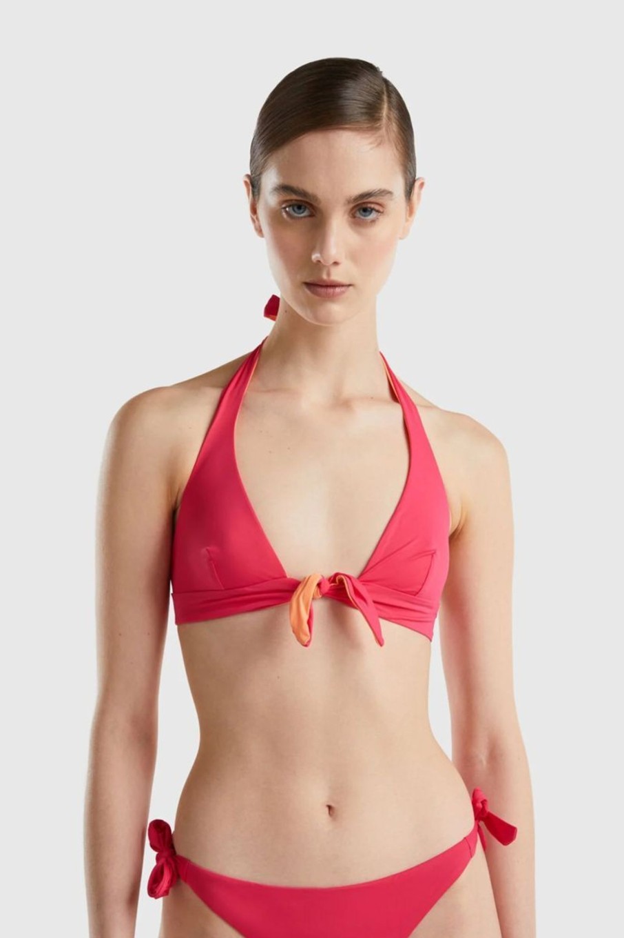 Donna Benetton Bikini | Reggiseno Reversibile In Econyl Donna Corallo