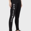 Donna Ea7 | Leggings Stretch Con Maxi-Logo Verticale Donna Nero