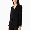 Donna Emporio Armani | Giacca Monopetto Con Revers Stondati In Tessuto Twill Donna Nero