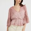 Donna Guess | Camicia Ricamata In Tessuto Increspato Donna Rosa