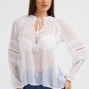 Donna Guess | Blusa In Tessuto Increspato Donna Bianco