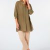 Donna Elena Miro' | Blusa Lunga In Lino E Lyocell Donna Verde Oliva