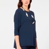 Donna Elena Miro' | Maglia In Ecoviscosa Crepe Con Collana Donna Blu