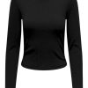 Donna Only | O-Neck Top With Long Sleeves Donna Nero