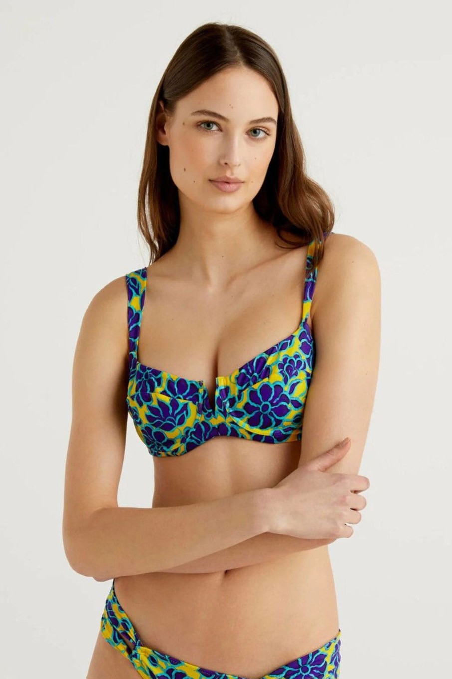 Donna Benetton Bikini | Reggiseno Costume Con Stampa Floreale Donna Fantasia