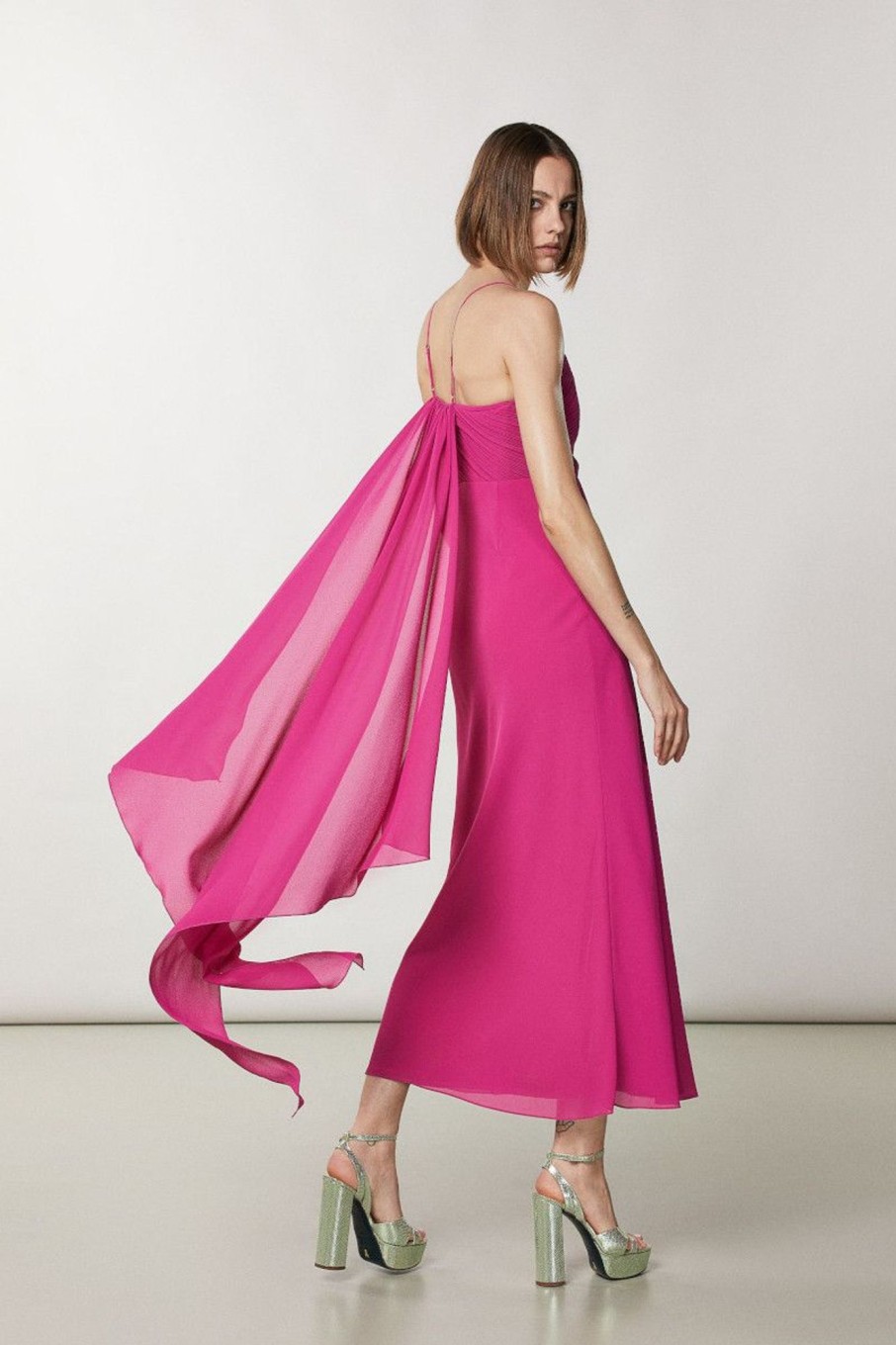 Donna Patrizia Pepe | Abito Lungo In Crepe Donna Fucsia