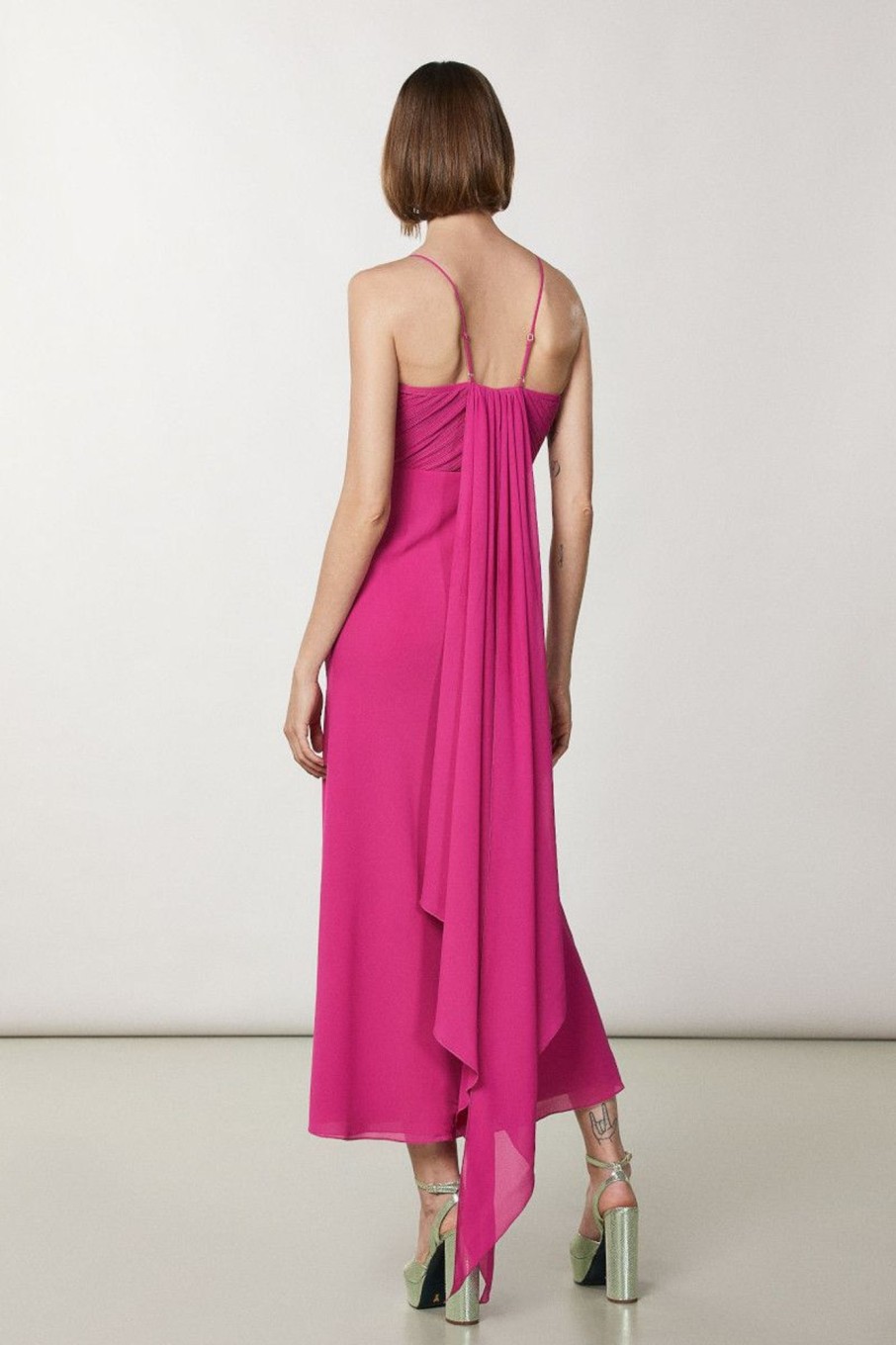 Donna Patrizia Pepe | Abito Lungo In Crepe Donna Fucsia