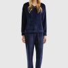 Donna Benetton | Pigiama In Velour Donna Blu