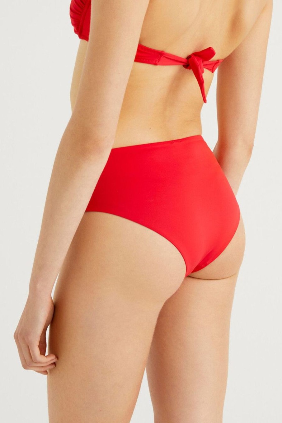 Donna Benetton Bikini | Slip Mare Fianco Alto Donna Rosso