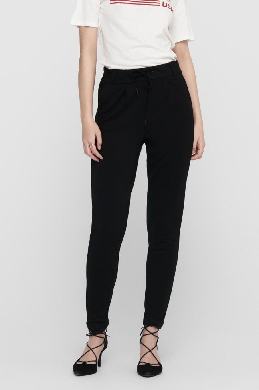 Donna Only | Pantaloni Con Elastico In Vita L32 Donna Nero