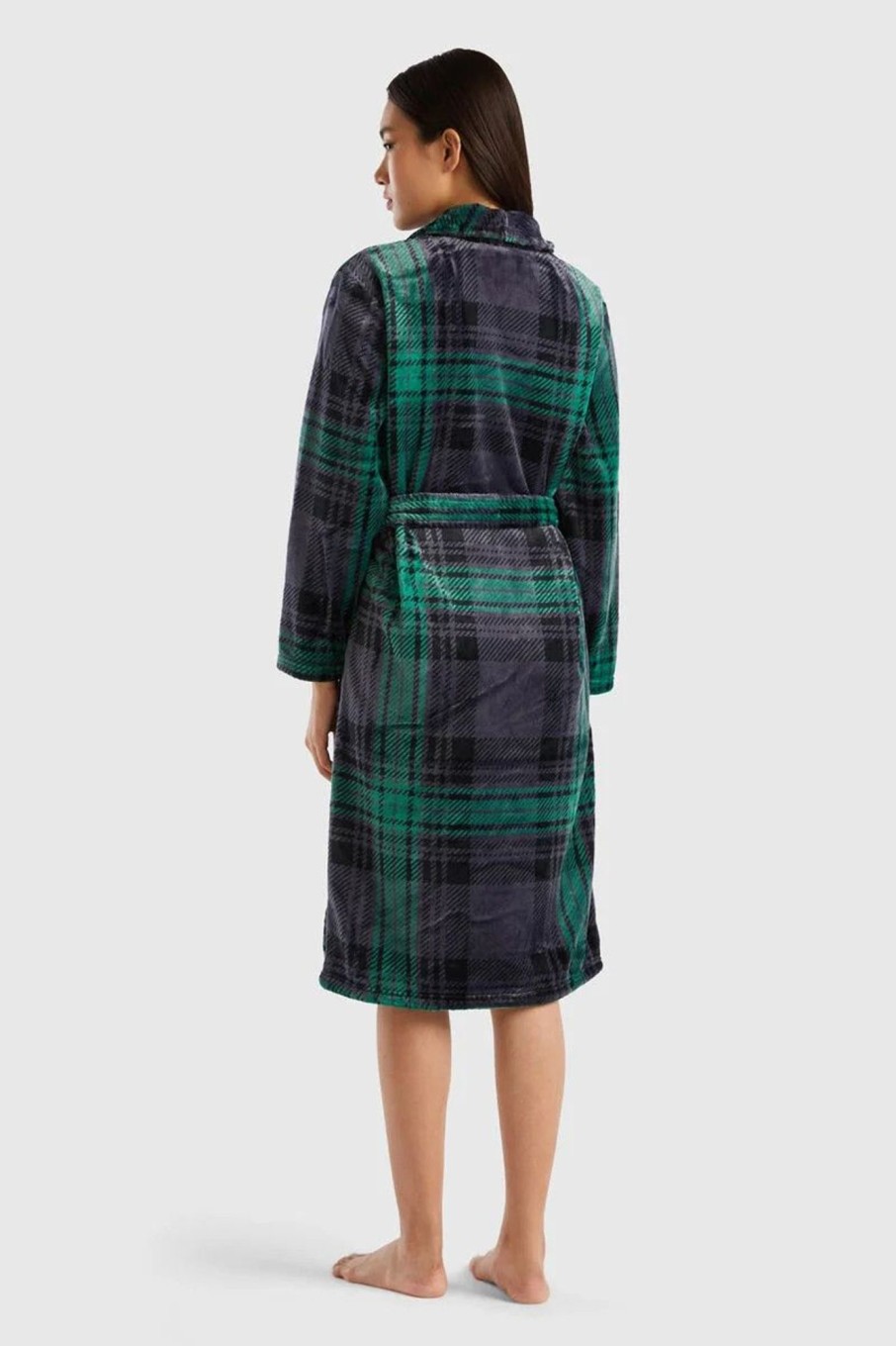 Donna Benetton | Vestaglia Tartan Donna Verde