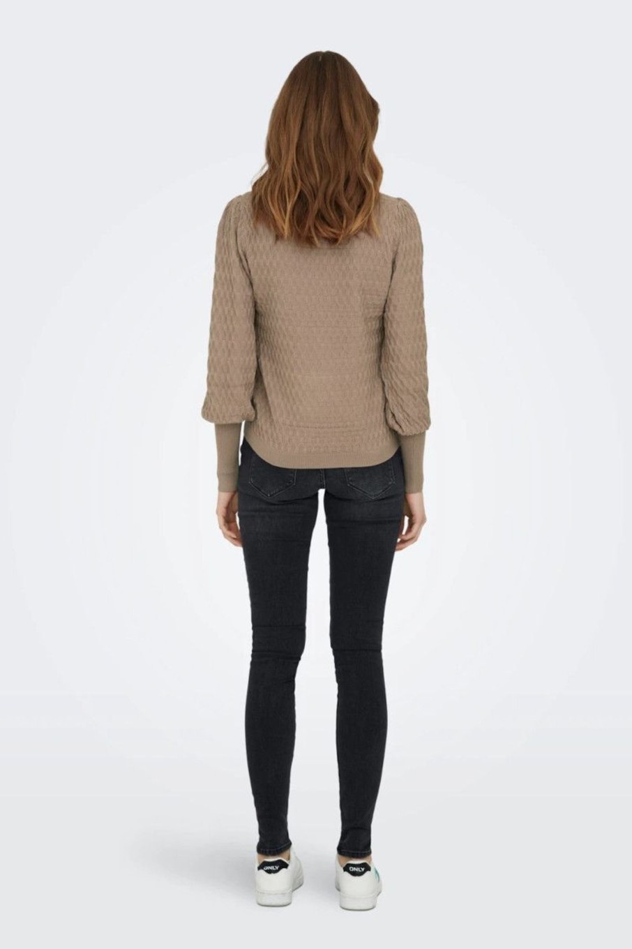 Donna Only | Pullover In Maglia Strutturato Donna Beige