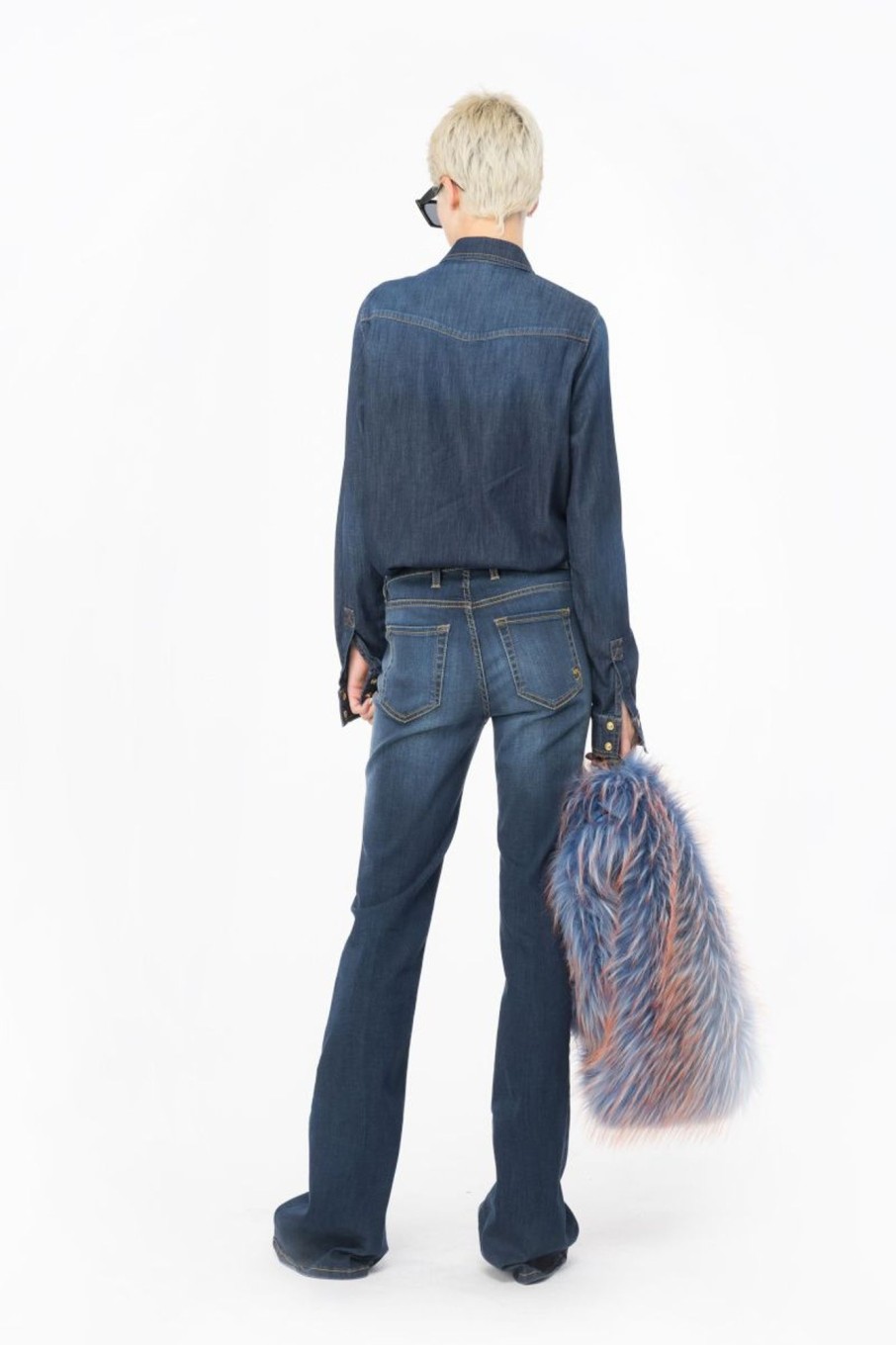 Donna Pinko | Jeans A Zampa In Denim Stretch Donna Denim