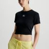 Donna Calvin Klein Jeans | T-Shirt In Jersey A Costine Con Stemma Donna Nero