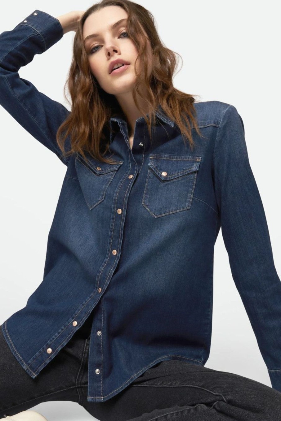 Donna GasJeans | Camicia In Denim Donna Blu