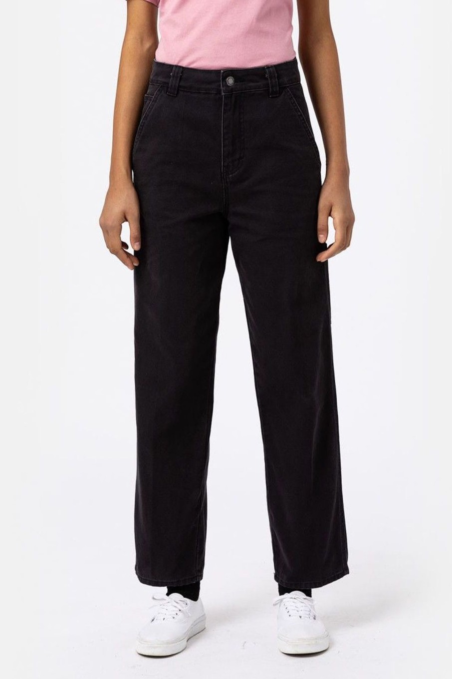 Donna Dickies | Pantaloni In Tela Di Cotone Donna Nero