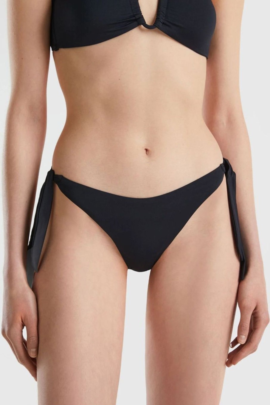 Donna Benetton Bikini | Slip Mare In Econyl Donna Nero