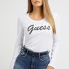 Donna Guess | T-Shirt Logo Strass Donna Bianco