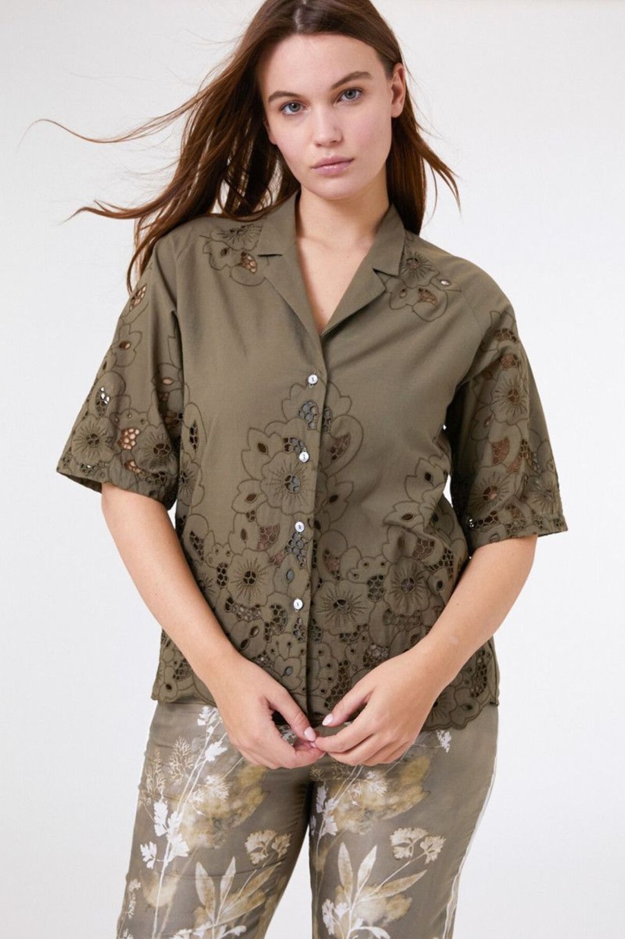 Donna Elena Miro' | Camicia Ricamata Donna Verde