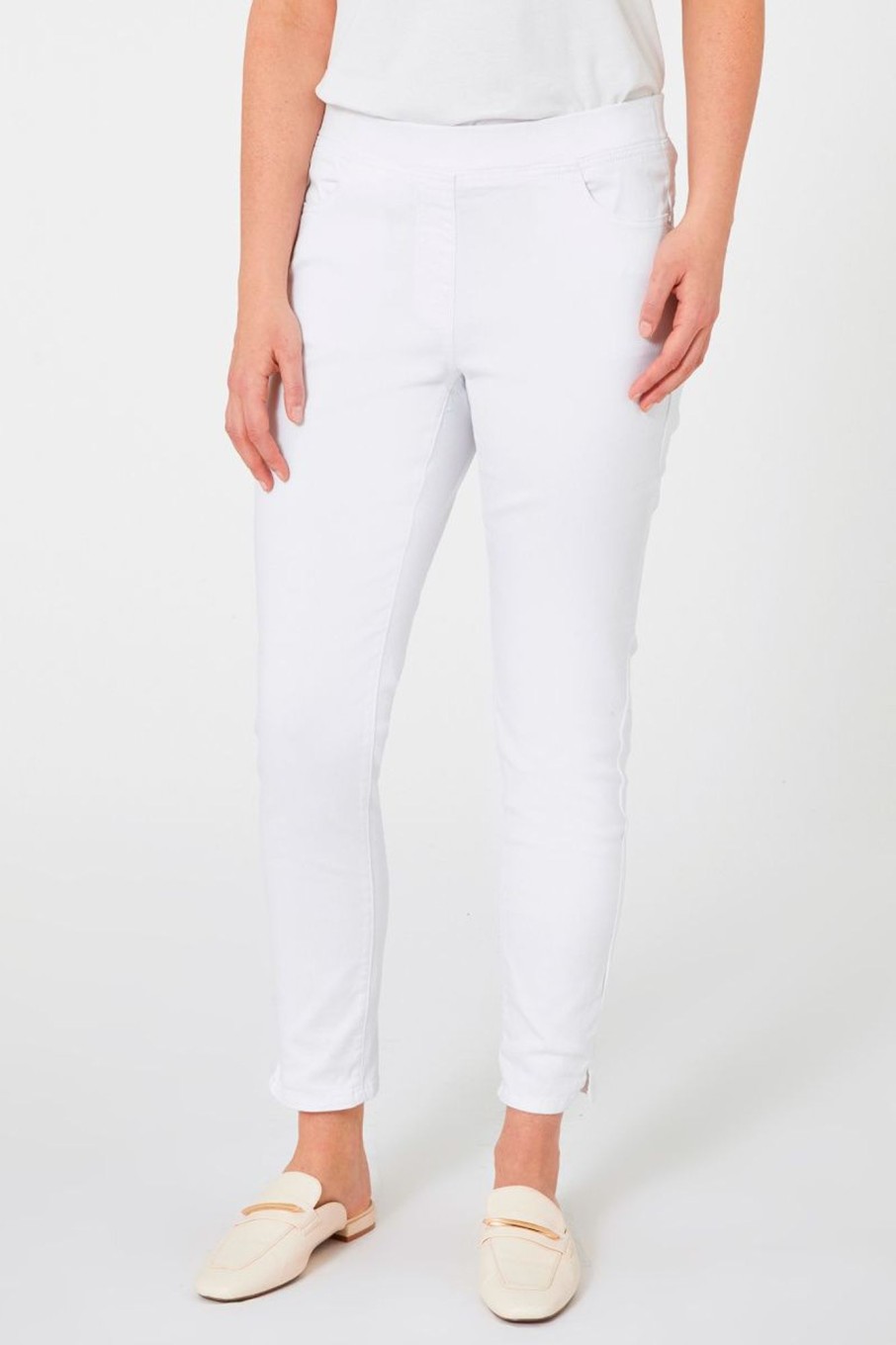 Donna Elena Miro' | Jeggings In Drill Stretch Donna Bianco