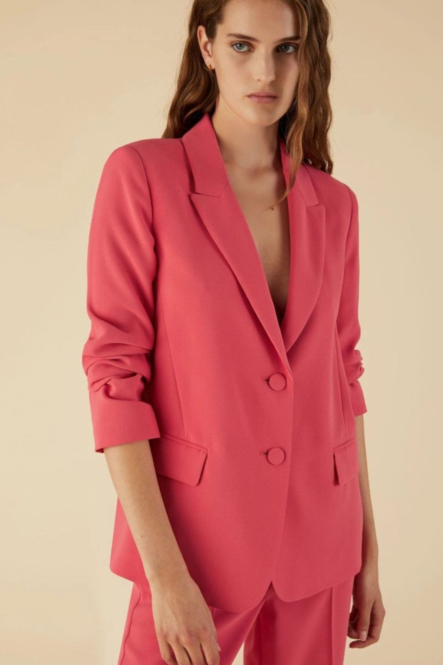 Donna Emme Marella | Blazer In Crepe Donna Corallo