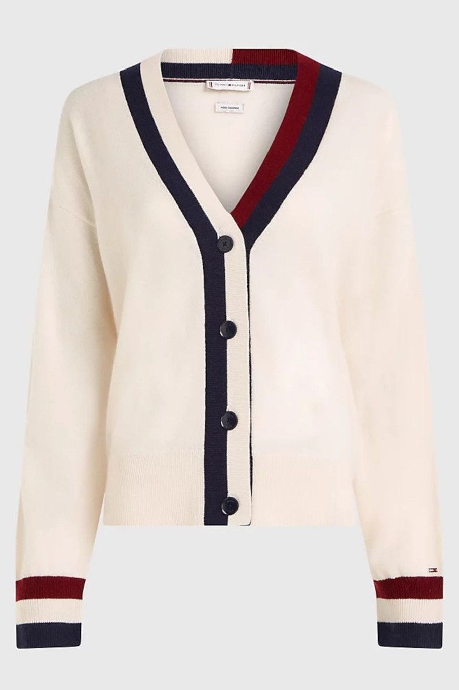 Donna Tommy Hilfiger | Cardigan Global Stripe Relaxed Fit Donna Beige