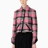 Donna Emporio Armani | Giacca In Misto Lana Tartan Con Dettagli In Velluto Donna Rosa