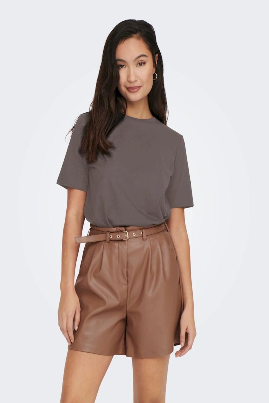 Donna Only | Basic Solid Color T-Shirt Donna Grigio