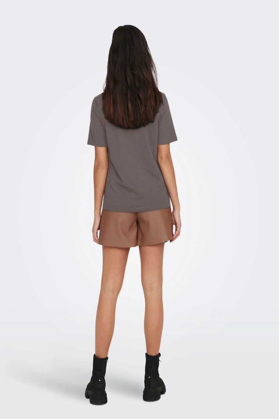 Donna Only | Basic Solid Color T-Shirt Donna Grigio