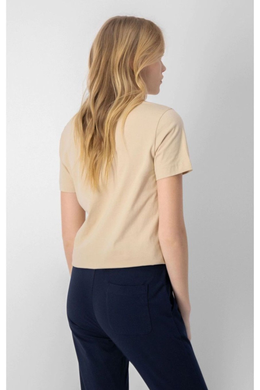 Donna Champion | T-Shirt In Cotone Con Logo Donna Beige