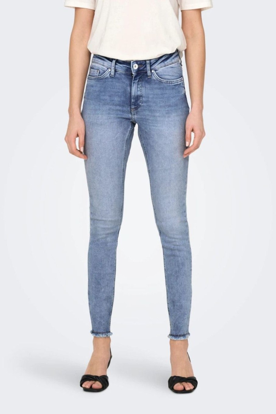 Donna Only | Jeans A Vita Media L30 Donna Azzurro