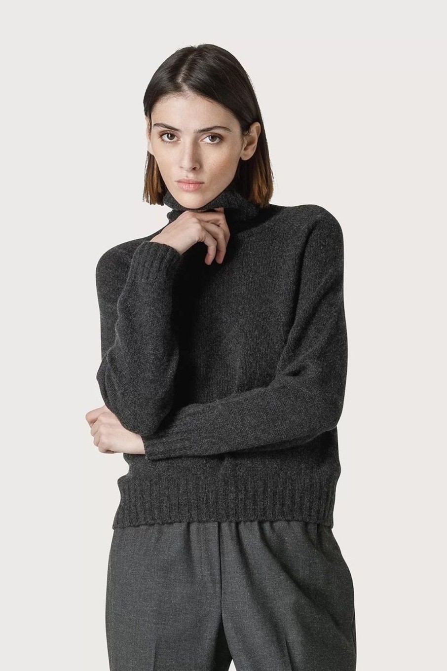 Donna Seventy | Maglia Cashmere A Collo Alto Donna Grigio