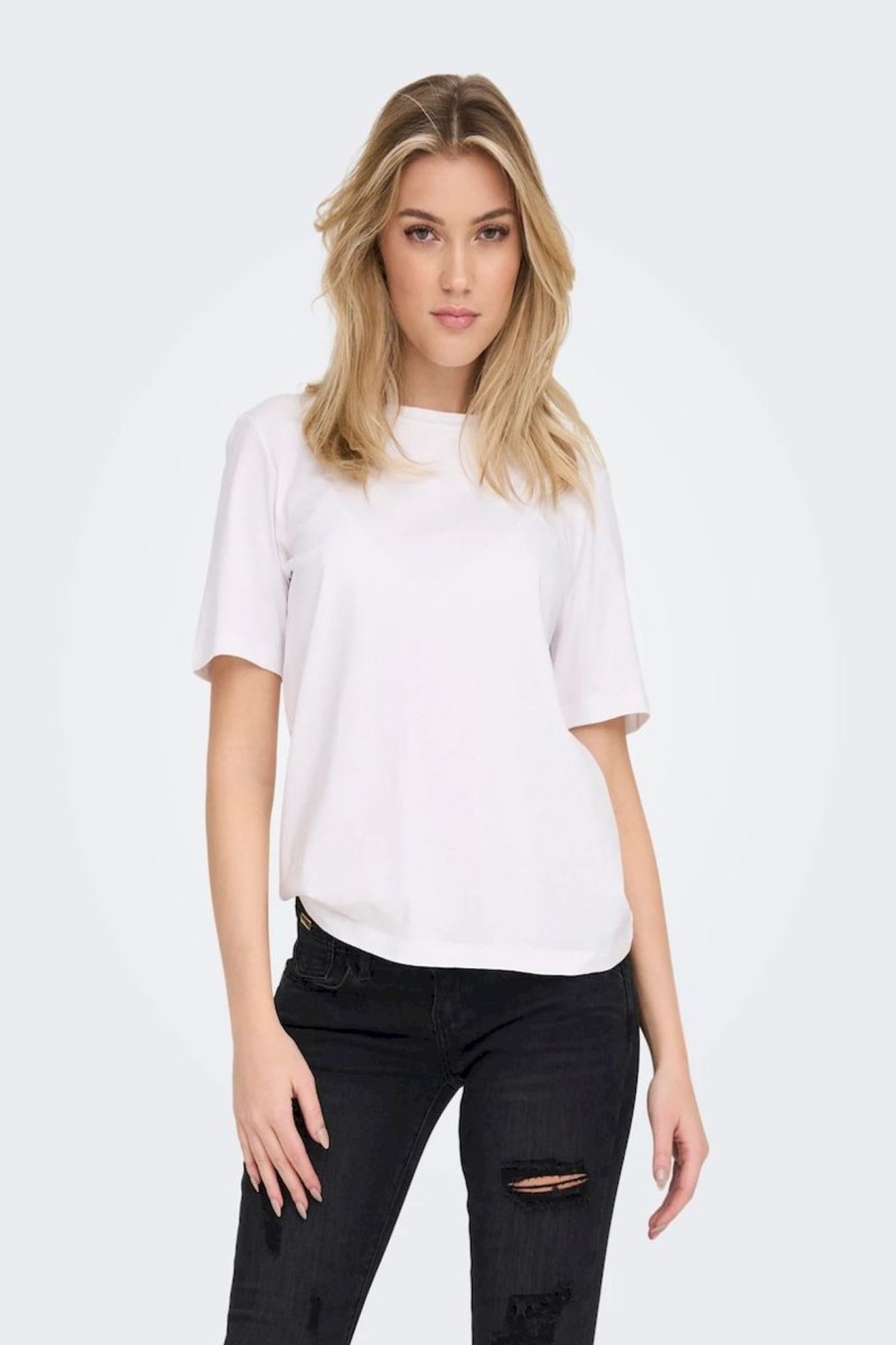 Donna Only | Basic Solid Color T-Shirt Donna Bianco