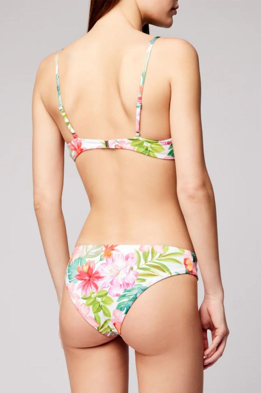 Donna Sundek Bikini | Bikini A Fascia Con Stampa Tropicale Donna Bianco