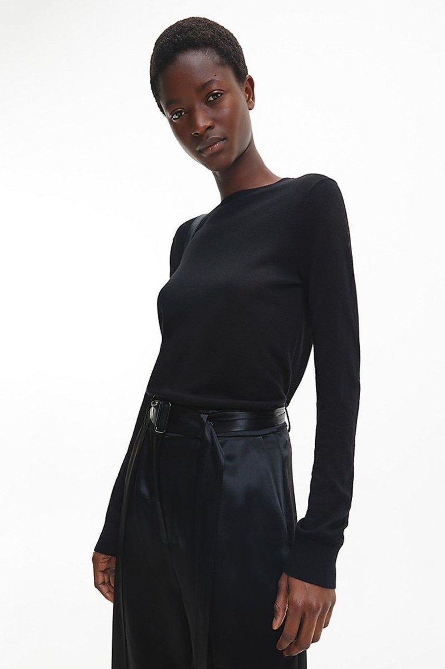 Donna Calvin Klein | Maglione Slim In Lana Merino Nero