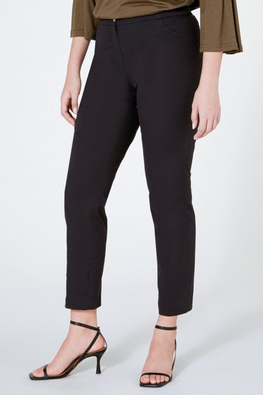 Donna Elena Miro' | Pantaloni Dritti In Cotone Stretch Donna Nero