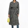 Donna Pinko | Trench Doppiopetto In Tweed Donna Nero