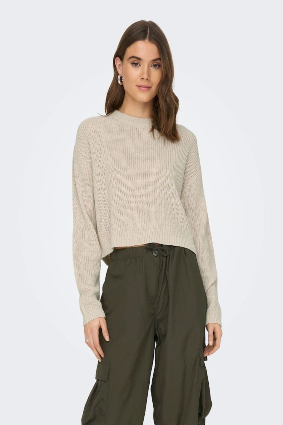 Donna Only | Cropped Knitted Pullover Donna Beige