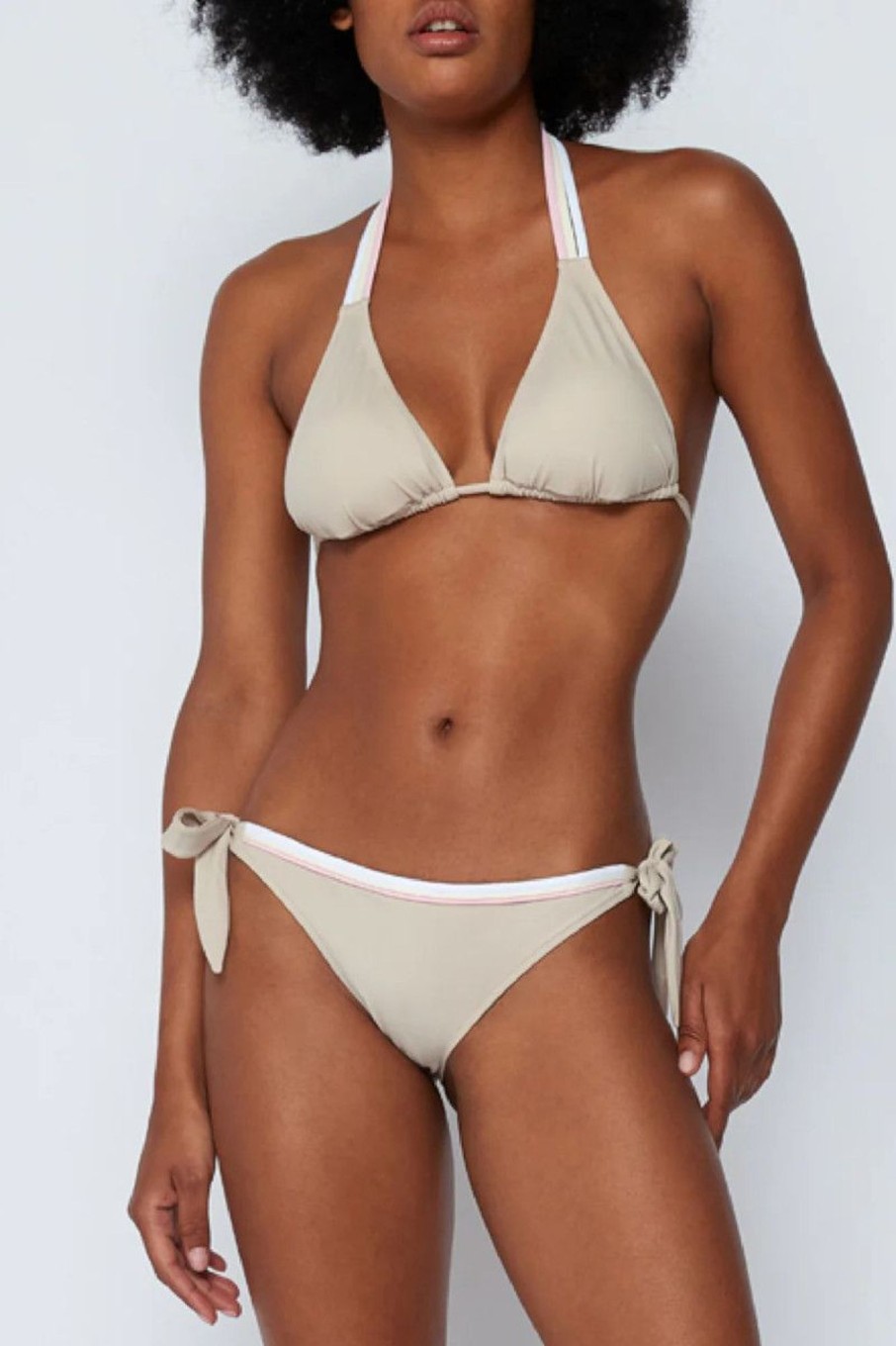 Donna Sundek Bikini | Top Americano E Slip Regolabile Donna Beige