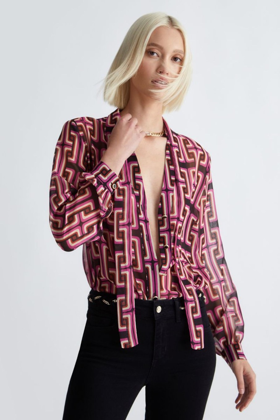 Donna Liu-jo | Camicia Con Stampa Geometrica Donna Rosa