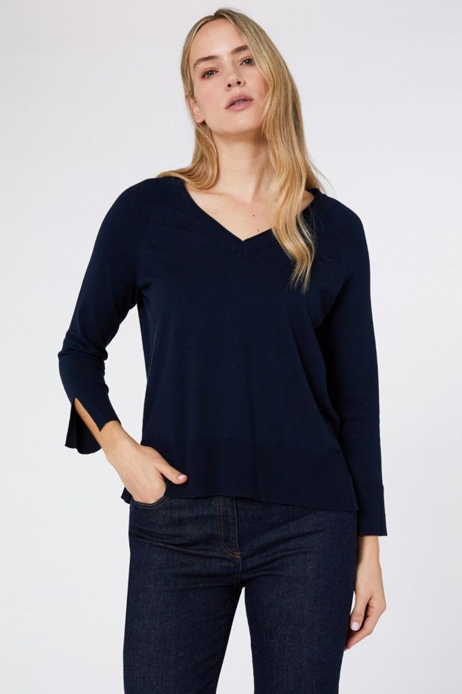 Donna Elena Miro' | Maglia In Viscosa Comfort Donna Blu