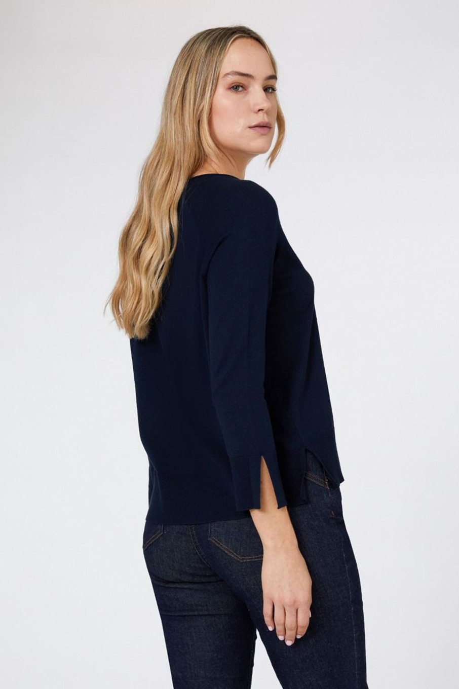 Donna Elena Miro' | Maglia In Viscosa Comfort Donna Blu