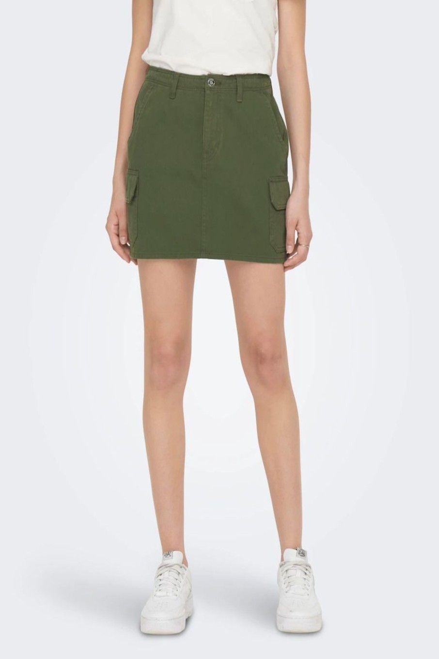 Donna Only | Mini Skirt With Cargo Donna Verde Oliva