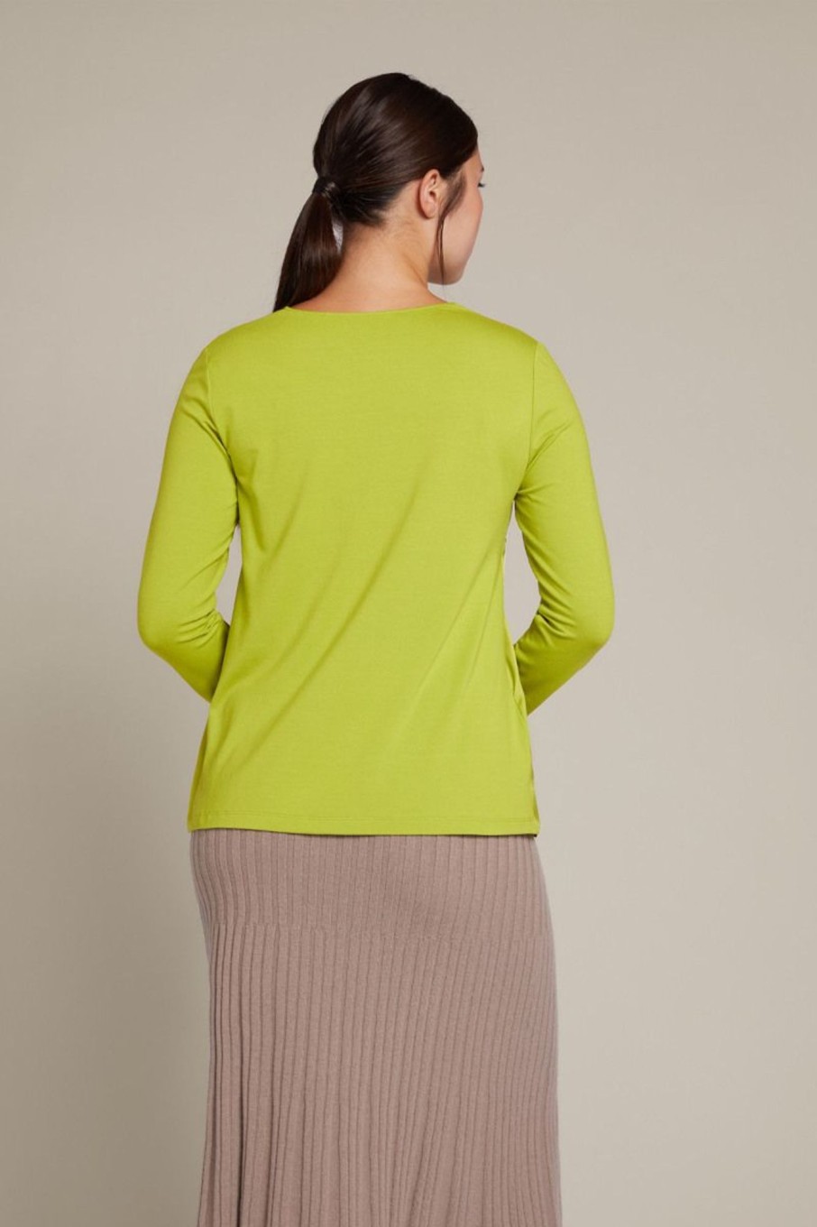 Donna Elena Miro' | Camicia In Due Tessuti Di Eco Viscosa Donna Verde